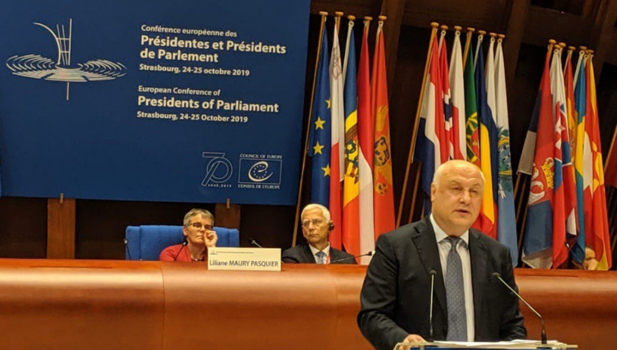 გიგი წერეთელი სტრასბურგში ევროპის პარლამენტთა სპიკერების შეხვედრაზე სიტყვით გამოვიდა