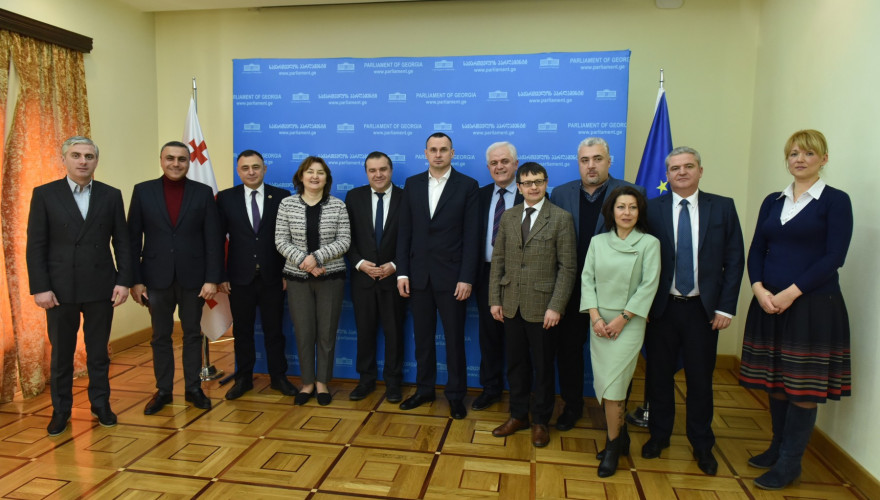 უკრაინის პარლამენტთან მეგობრობის ჯგუფის წევრები უკრაინელ რეჟისორს ოლეგ სენცოვს შეხვდნენ