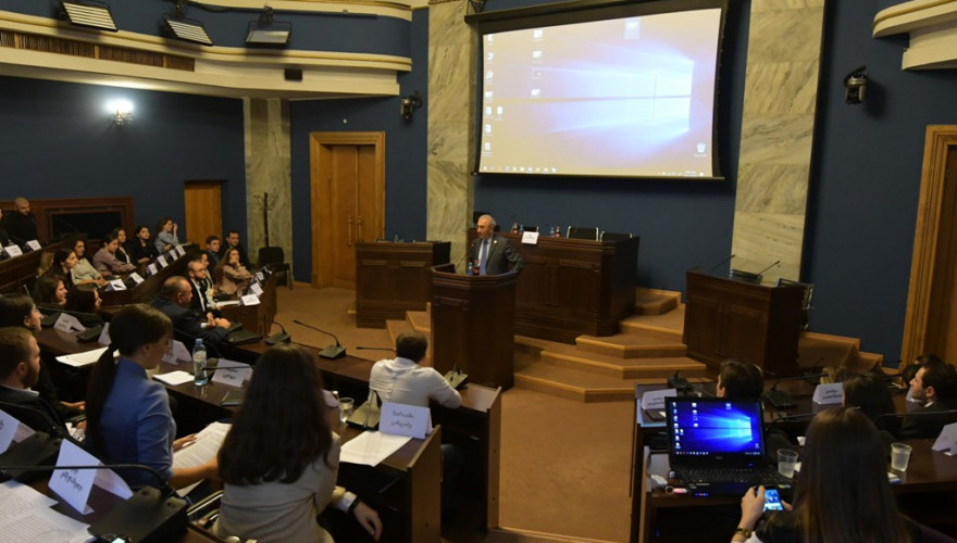 The simulated Committee hearing held by the students in the Parliament