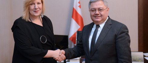 The meeting of the Speaker, Mr. David Usupashvili with the OSCE Representative of Freedom of Media, Ms. Dunya Miyatovich